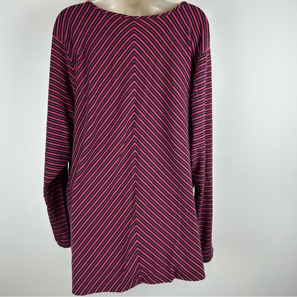 J.Jill Berry & Black Striped Long-Sleeve Tunic Plus 3X Soft and Comfy Casual - Picture 4 of 13